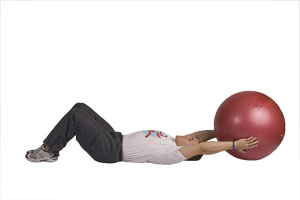Extended Arm Crunches with Exercise Ball
