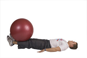 Table Top Leg Extensions with Exercise Ball